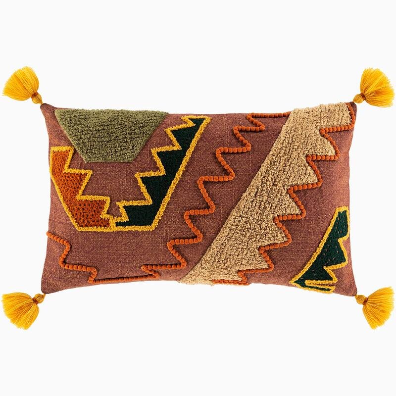 Mountains Tasset Embroidered Pillow, Jungalow